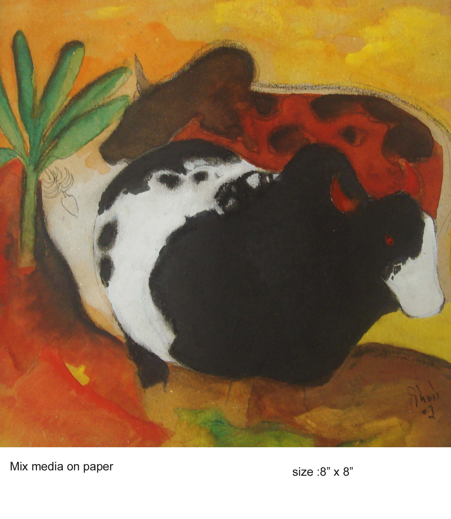 Bull2 Mix Media 8X8 INC   Available.JPG